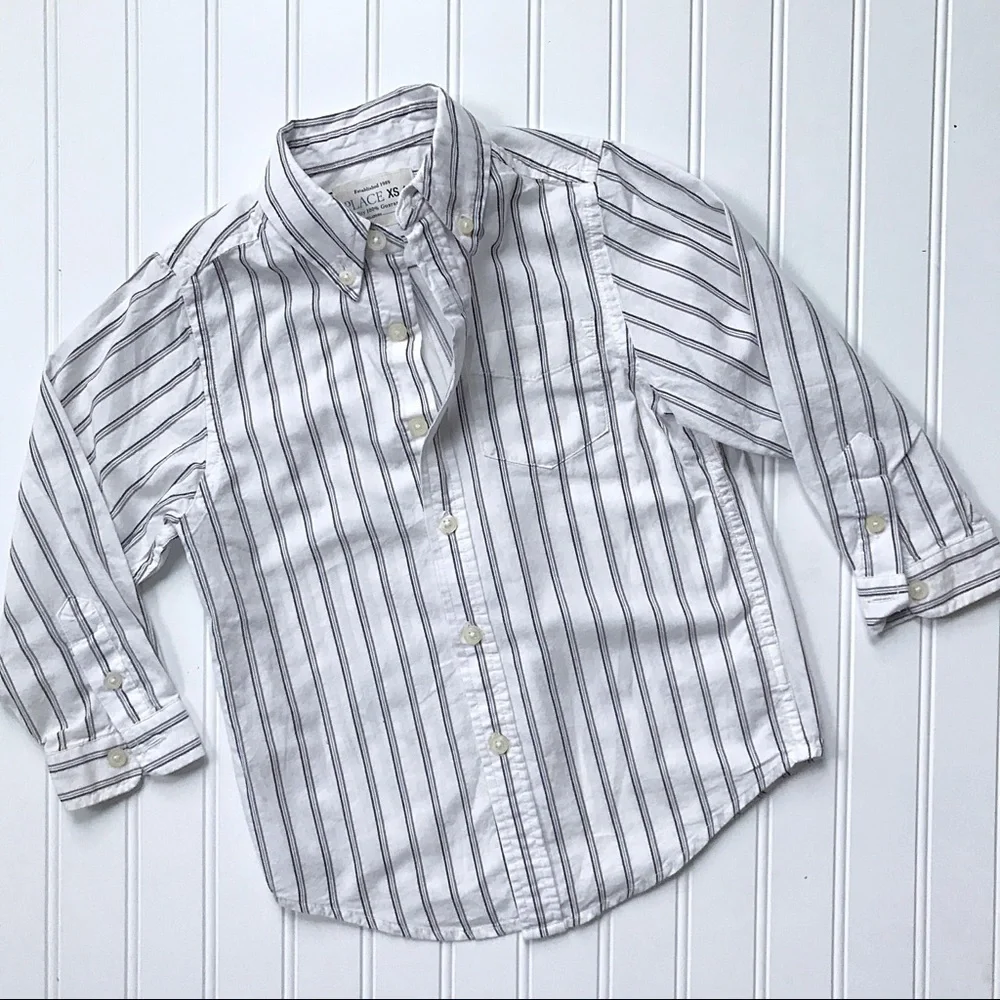 •Children’s Place• white striped poplin shirt